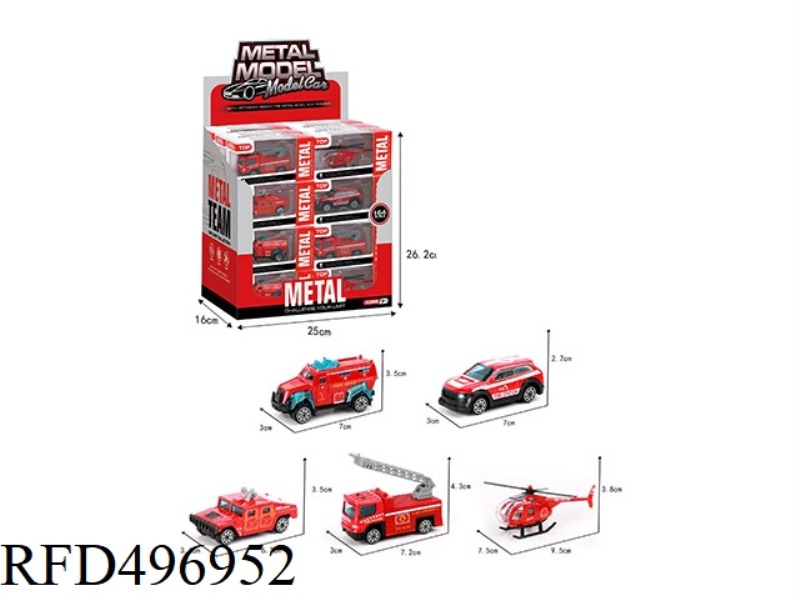COASTING ALLOY FIRE TRUCK 24PCS