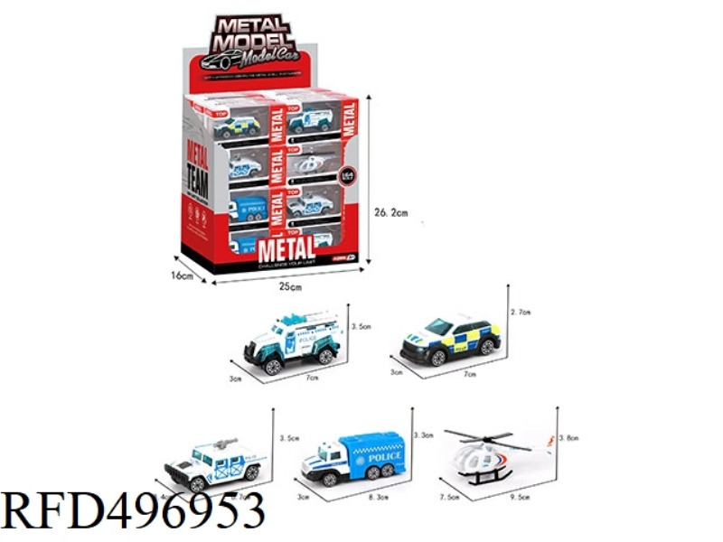 COASTING ALLOY POLICE CAR 24PCS