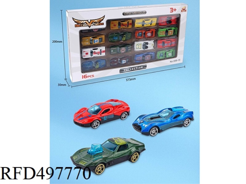 CLASSIC CAR SERIES 1:64 ALLOY SLIDING 16PCS