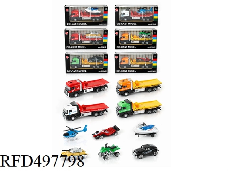 1:60 BOOMERANG MODEL TRAILER + SIX CARS