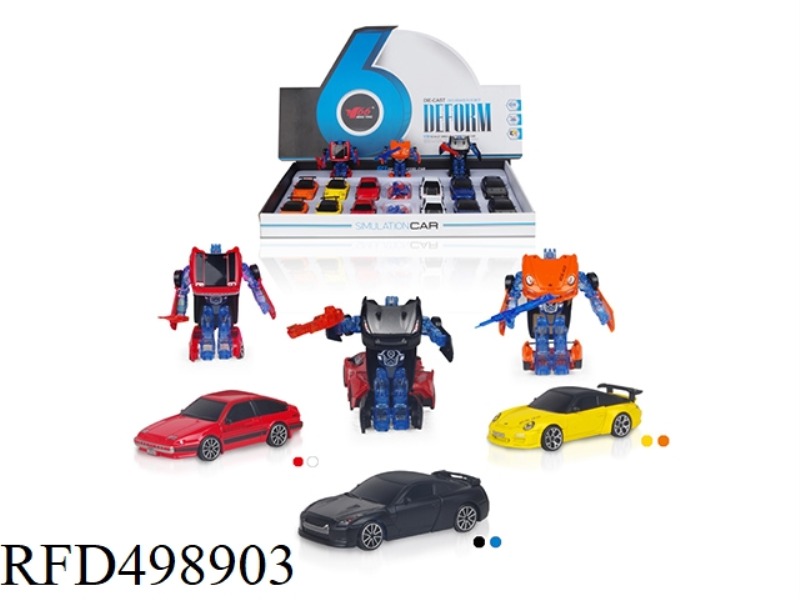 1:38 ALLOY DEFORMATION CAR (THREE MODELS AND EACH TWO-COLOR MIXED PACKAGE) (12 PIECES/BOX)