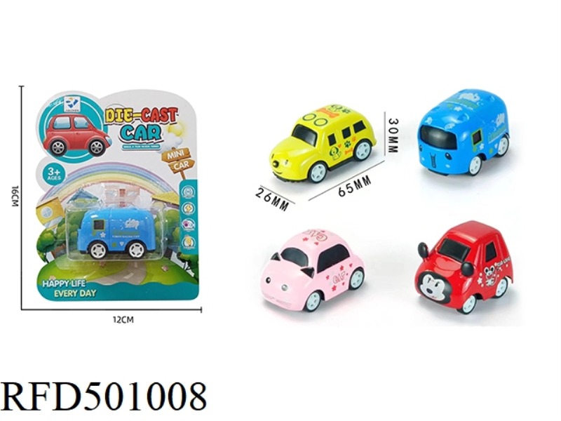 ALLOY CARTOON JAI AI ANIMAL CAR (4 TYPES OF MIXED)