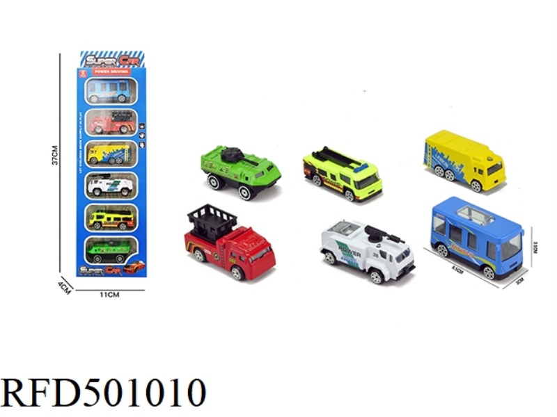 6 STRIPS WITH 1:64 ALLOY SLIDING CITY SERIES (6 MIXED PACKS)