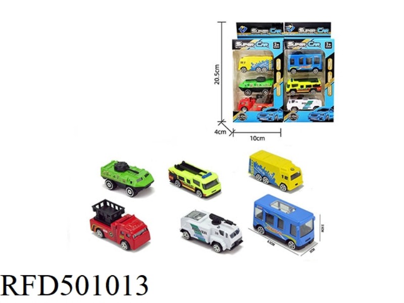 1:64 ALLOY SLIDING CITY SERIES WITH 3 STRIPS (6 MIXED PACKS)