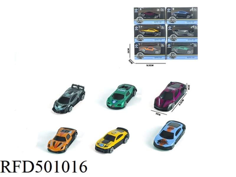 1:64 ALLOY SLIDING SPORTS CAR (6 MIXED)
