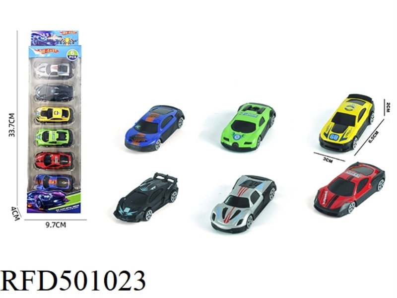 1:64 ALLOY SLIDING SPORTS CAR WITH 6 STRIPS (6 MIXED PACKS)