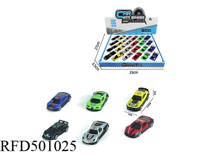 24 1:64 ALLOY SLIDING SMALL SPORTS CAR (6 MIXED)