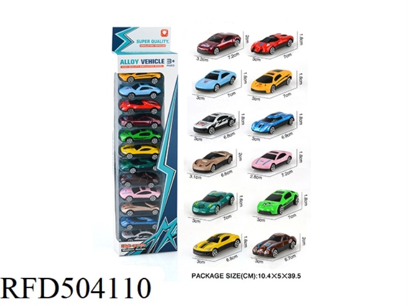 SLIDING SIMULATION ALLOY RACING CAR 12PCS