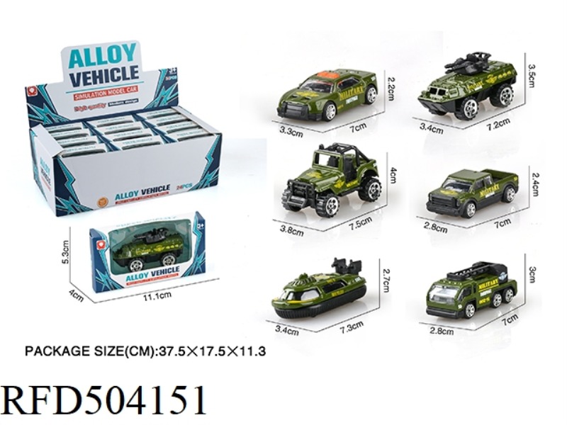 6 SLIDING MILITARY ALLOY VEHICLES (24PCS)