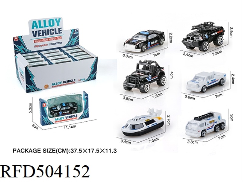 6 TYPES OF SLIDING POLICE ALLOY CARS (24PCS)