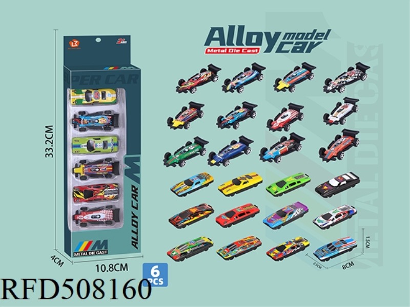 SLIDING ALLOY CAR 6PCS