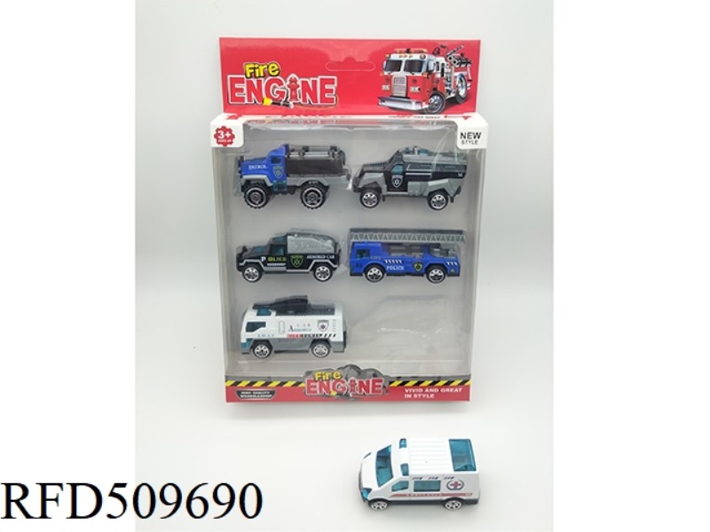 SIX ALLOY TAXI POLICE CARS