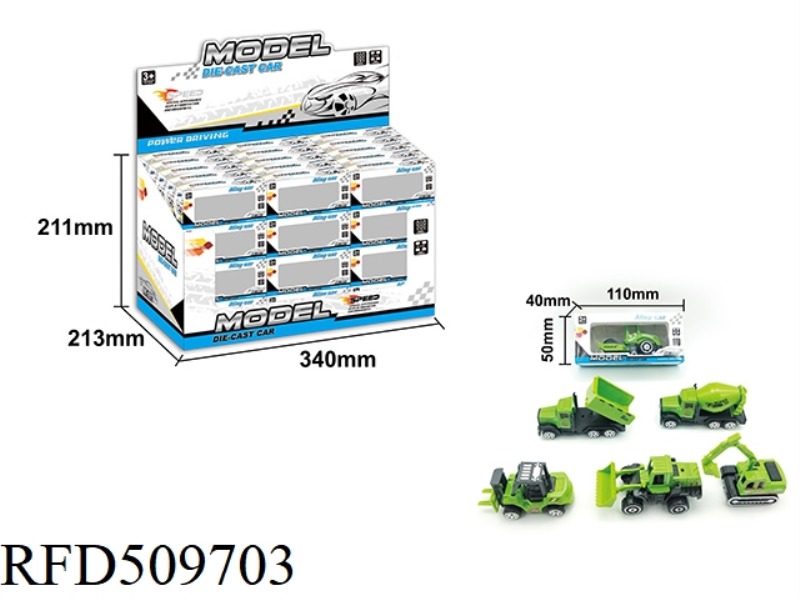 6 TYPES OF ALLOY SLIDING SET ENGINEERING VEHICLES 60PCS