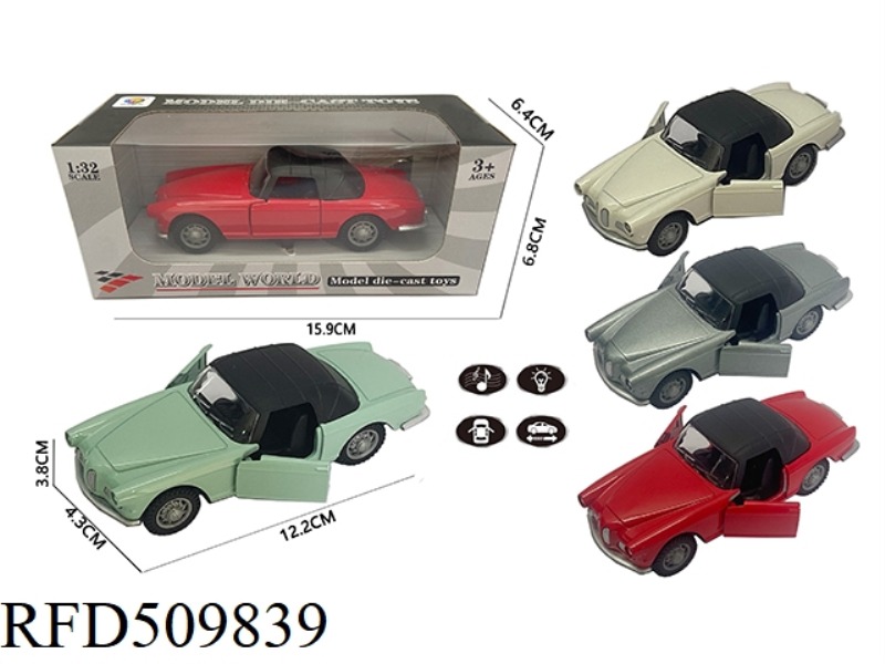 1:32 SIMULATION CLASSIC BMW CLASSIC CAR WITH TWO DOOR BOOMERANG ALLOY CAR WITH LIGHTS AND MUSIC