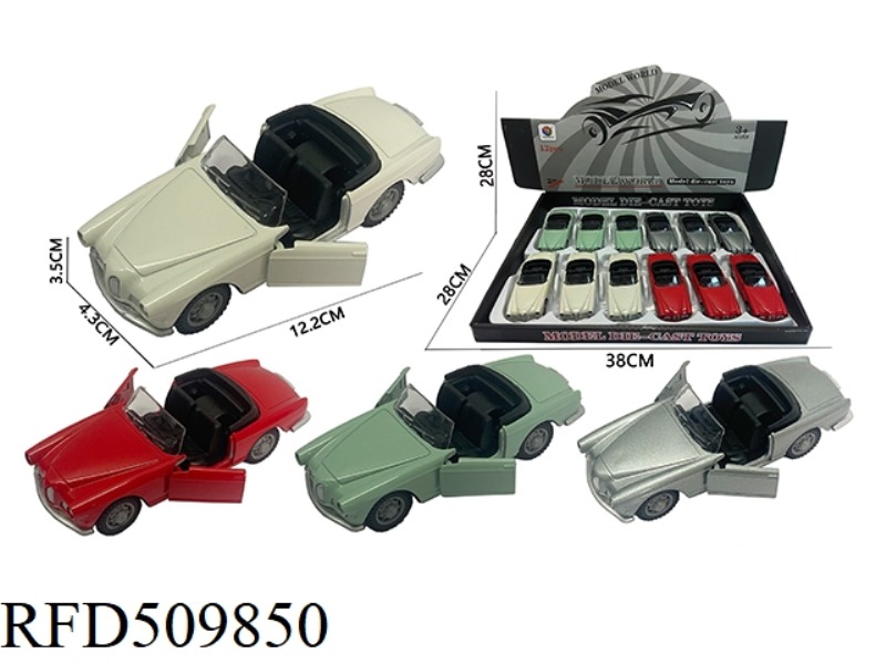 1:32 SIMULATION OF CLASSIC BMW OPEN-TOP CLASSIC CAR OPEN 2-DOOR BOOMERANG ALLOY CAR 12PCS