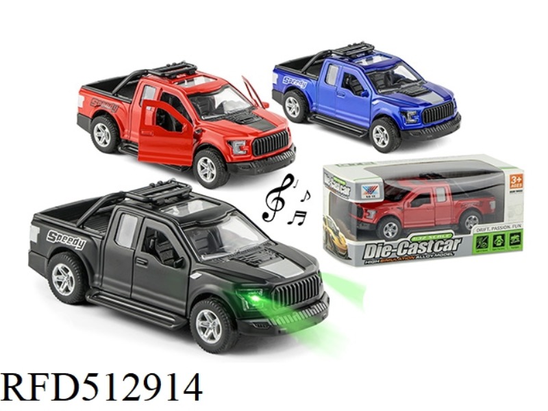 1:32 ALLOY CAR COMEBACK DOOR LIGHT MUSIC FORD RAPTOR (1 PACK)