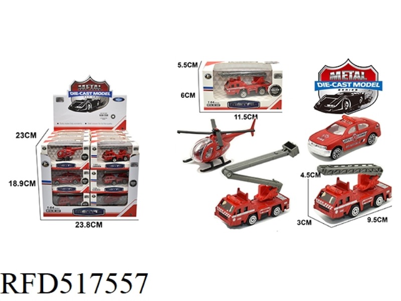 ALLOY SLIDING FIRE TRUCK 24PCS