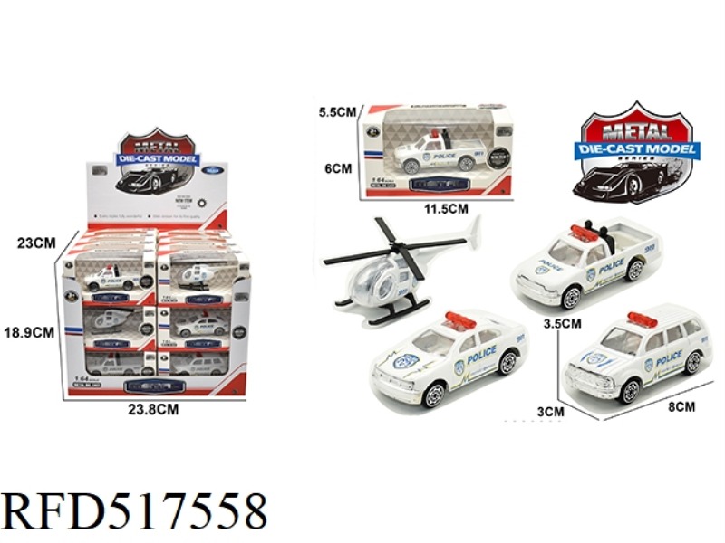 ALLOY TAXI POLICE CAR 24PCS