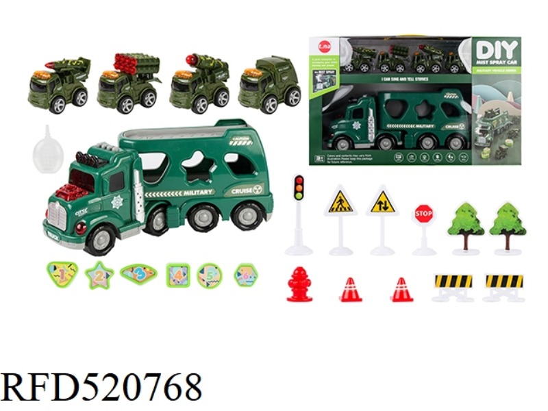 CARTOON PUZZLE SPRAY MUSIC CONTAINER CAR WITH SANITATION INERTIA SERIES