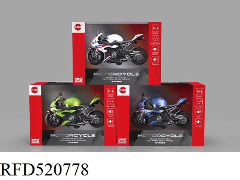 ALLOY COMEBACK S1000R MOTORCYCLE WITH SOUND AND LIGHT 3 COLOR MIXED