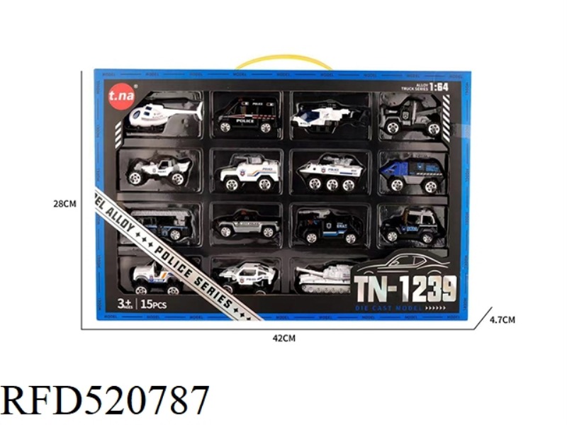 SIMULATION ALLOY TAXI POLICE CAR 15PCS