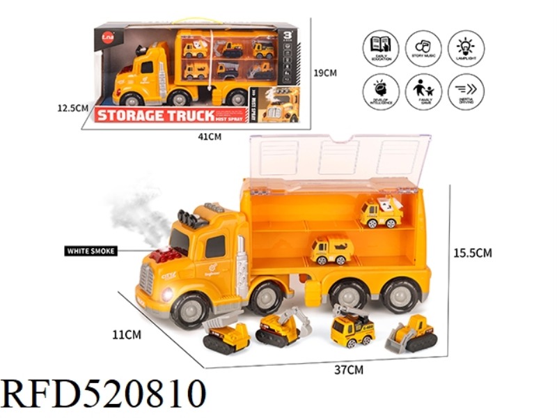 ACOUSTO-LIGHT SPRAY STORAGE CONTAINER CAR WITH GOLD FIRE RECOVERY CAR