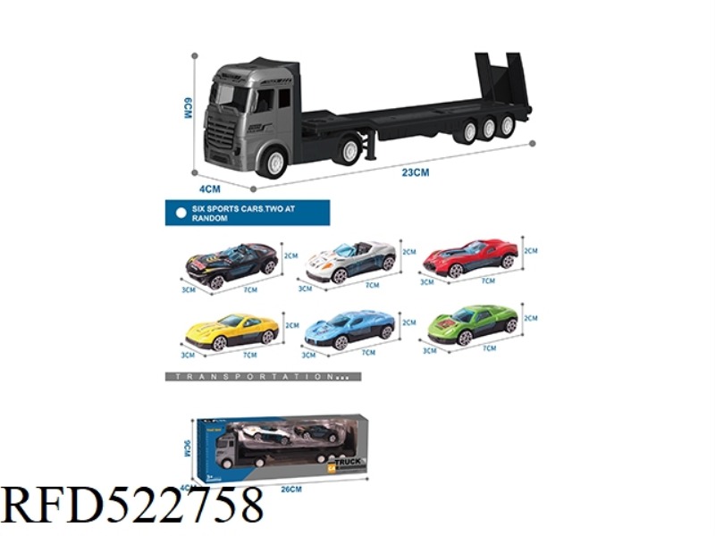 ALLOY TRACTOR TRAILER +2 ALLOY CARTS