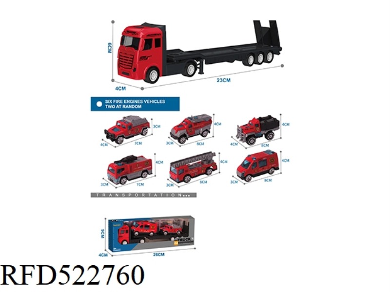 ALLOY TRACTOR TRAILER +2 ALLOY FIRE TRUCKS