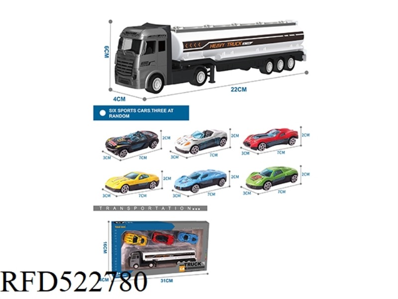 ALLOY TRACTOR TANK CAR +3 ALLOY CARS