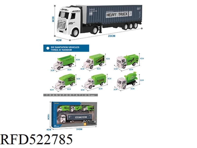 ALLOY TRACTOR CONTAINER TRUCK +3 ALLOY SANITATION TRUCKS