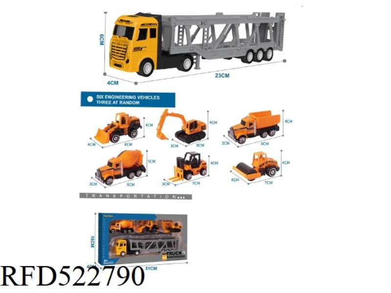 ALLOY TRACTOR TRAILER +3 ALLOY ENGINEERING CARS