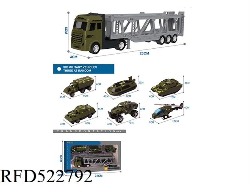 ALLOY TRACTOR TRAILER +3 ALLOY MILITARY VEHICLES