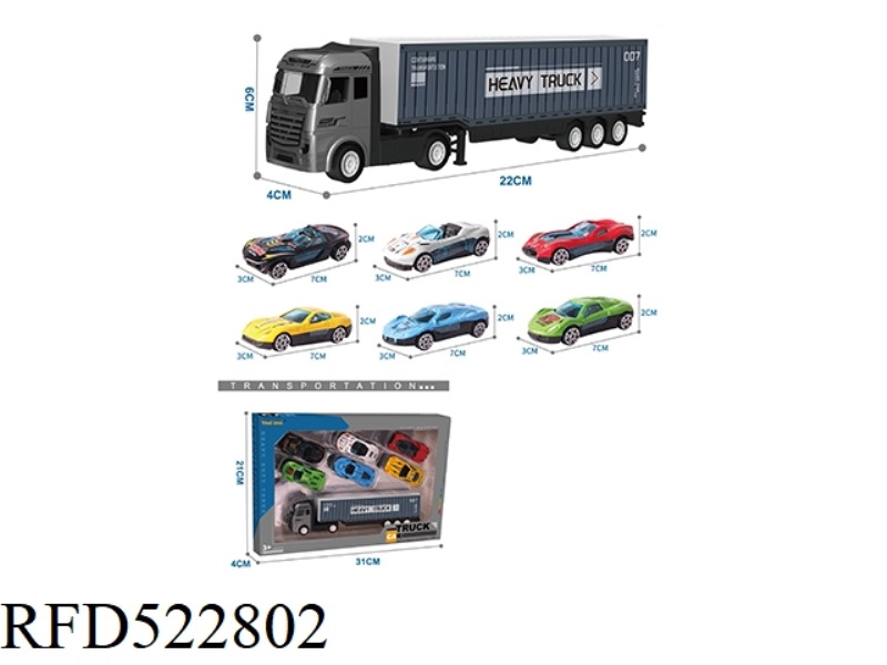 ALLOY TRACTOR CONTAINER CAR +6 ALLOY CARS