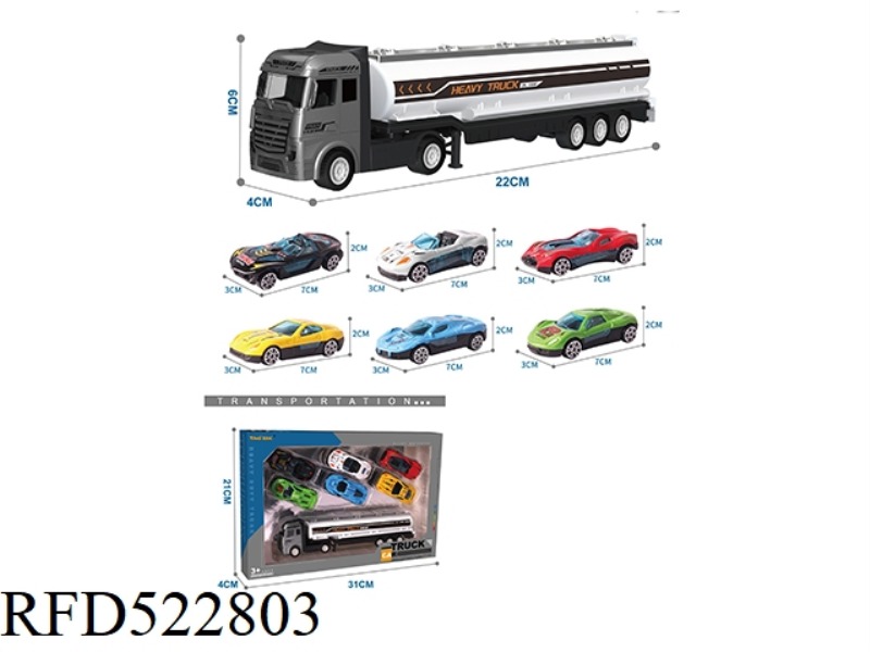 ALLOY TRACTOR TANK CAR +6 ALLOY CARS