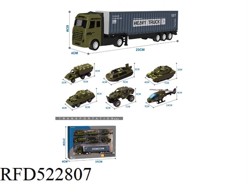 ALLOY TRACTOR CONTAINER VEHICLE +6 ALLOY MILITARY VEHICLES