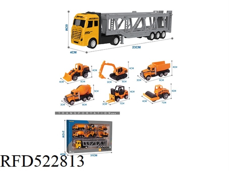 ALLOY TRACTOR TRAILER +6 ALLOY ENGINEERING CARS