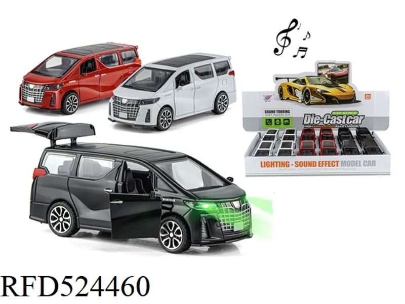 1:32 ALLOY CAR TOYOTA ELFA 3 DOOR COMEBACK LIGHT MUSIC (12 ONLY PACK)