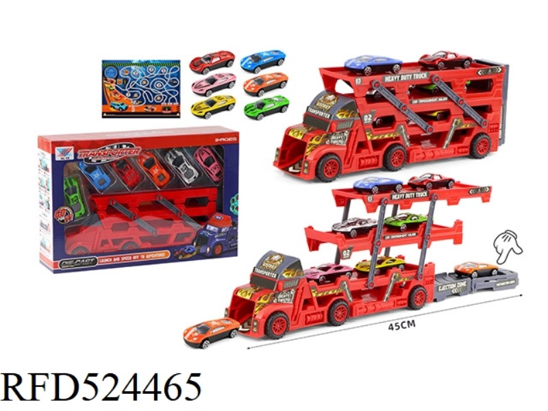 FOLDING TRANSPORT EJECTOR CAR WITH 6 ALLOY CAR 1 MAP