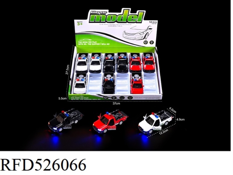 1:32 JETMETAL CAR WITH LIGHTS IC THREE-DOOR PICKUP 12 DISPLAY BOX POLICE CAR