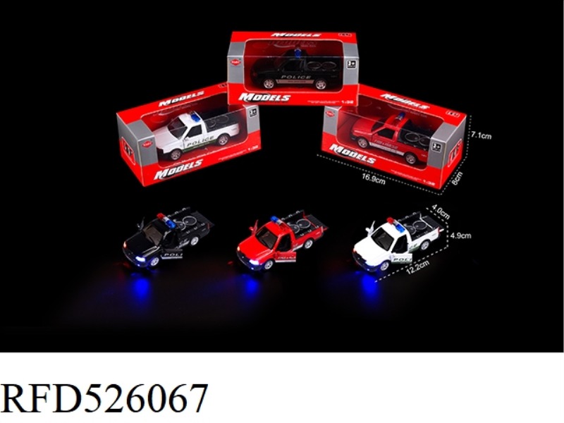 1:32 JEAI ALLOY HEADLIGHTS IC THREE-DOOR PICKUP SINGLE WINDOW BOX POLICE CAR