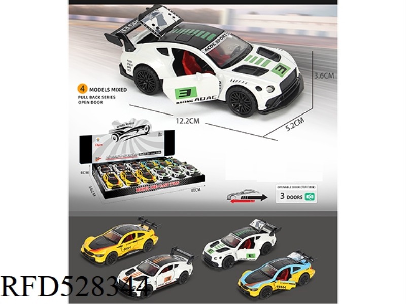 1:32 SIMULATION SPORTS CAR OPEN THREE-DOOR BOOMERANG 12PCS