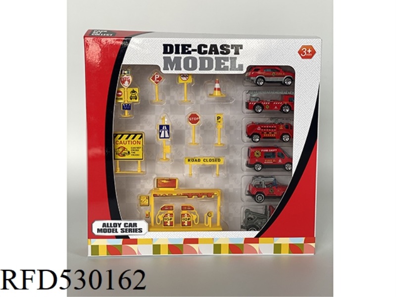ALLOY CAR + SIGNPOST (6 CARS)