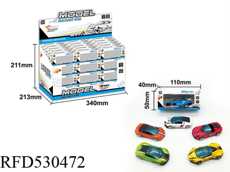 ALLOY GLIDE SIMULATION CAR 6 MODELS 60PCS