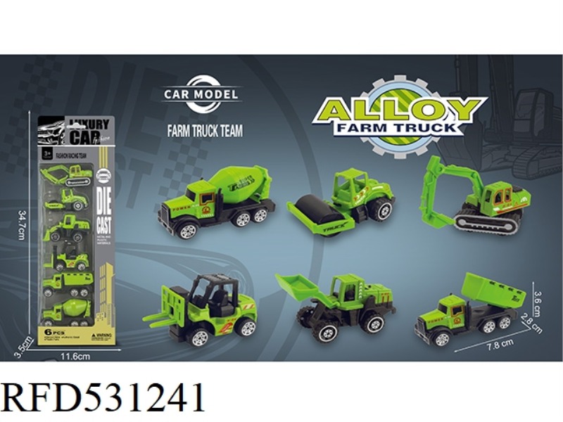 ALLOY FARMER CAR (6PCS)