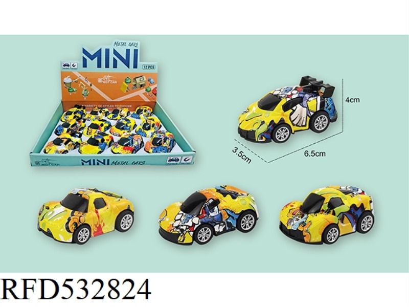 ALLOY Q VERSION OF THE HUI LI SPORTS CAR WATER TRANSFER PRINTING FOUR MIXED 12PCS