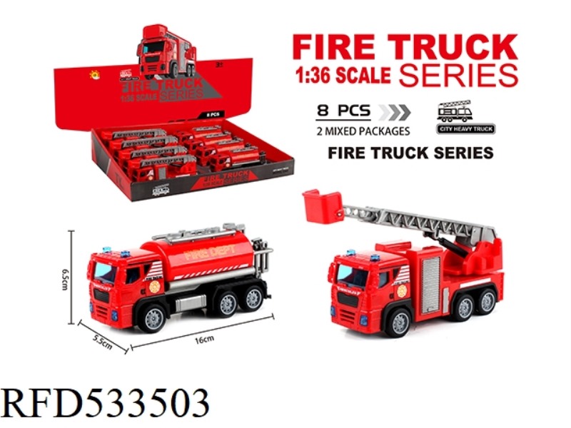 PLASTIC FIRE RESCUE TRUCK (SPRINKLER + LADDER TRUCK) 8PCS