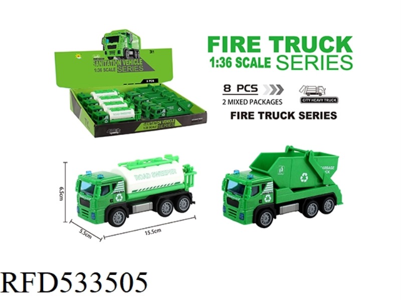 PLASTIC SANITATION REBOUND TRUCK (SPRINKLER + DUMP TRUCK) 8PCS