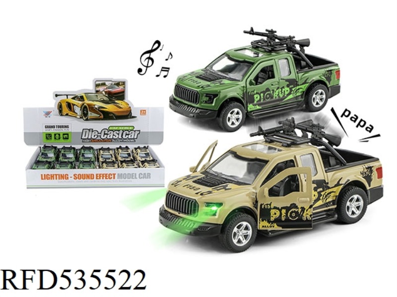 1:32 ALLOY ARMY CAR DOOR COMEBACK LIGHT MUSIC (12 ONLY PACK)