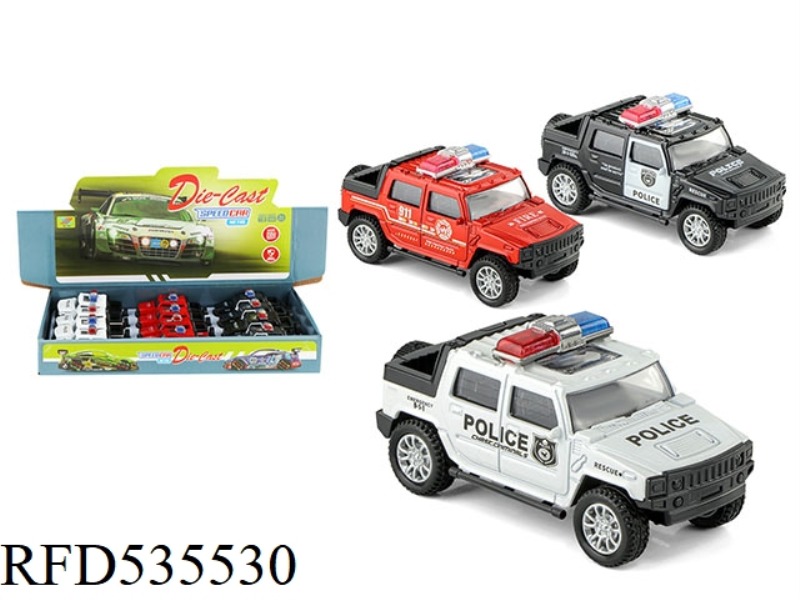 1:36 ALLOY CAR POLICE CAR HUMMER BOAI (12PCS PACK)