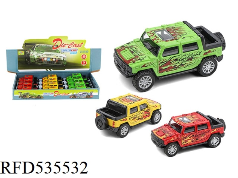 1:36 ALLOY CAR HUMMER PRINT FIRE RESILIENCE (12PCS PACK)
